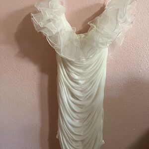 Fashion Nova formal White Ruffled mini Dress